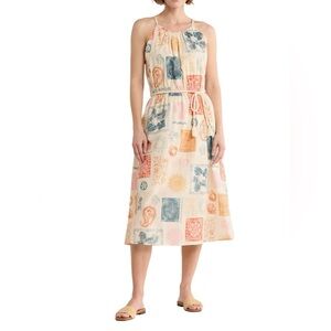 C & C California Aimee High Neck Sundress Seashells Cotton Beach Dress XL NWT